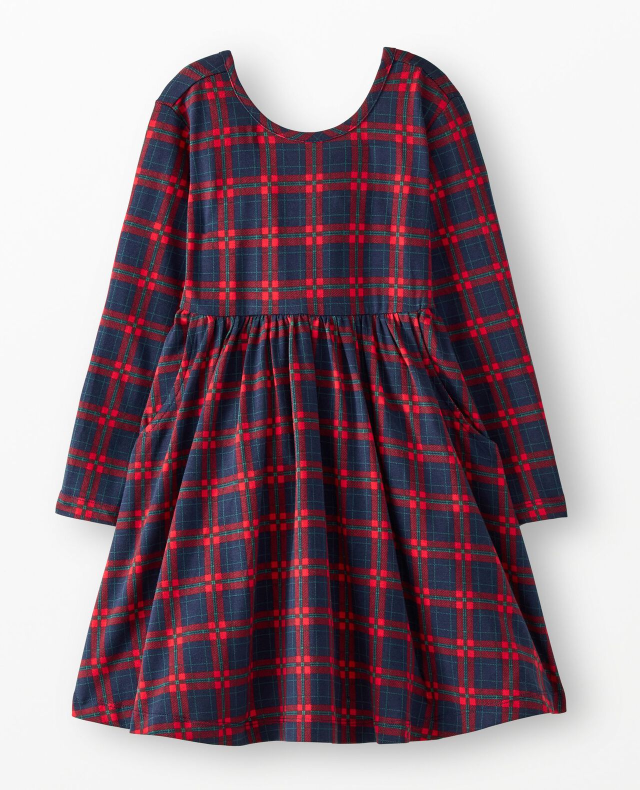 Long Sleeve Plaid Skater Dress with Pockets