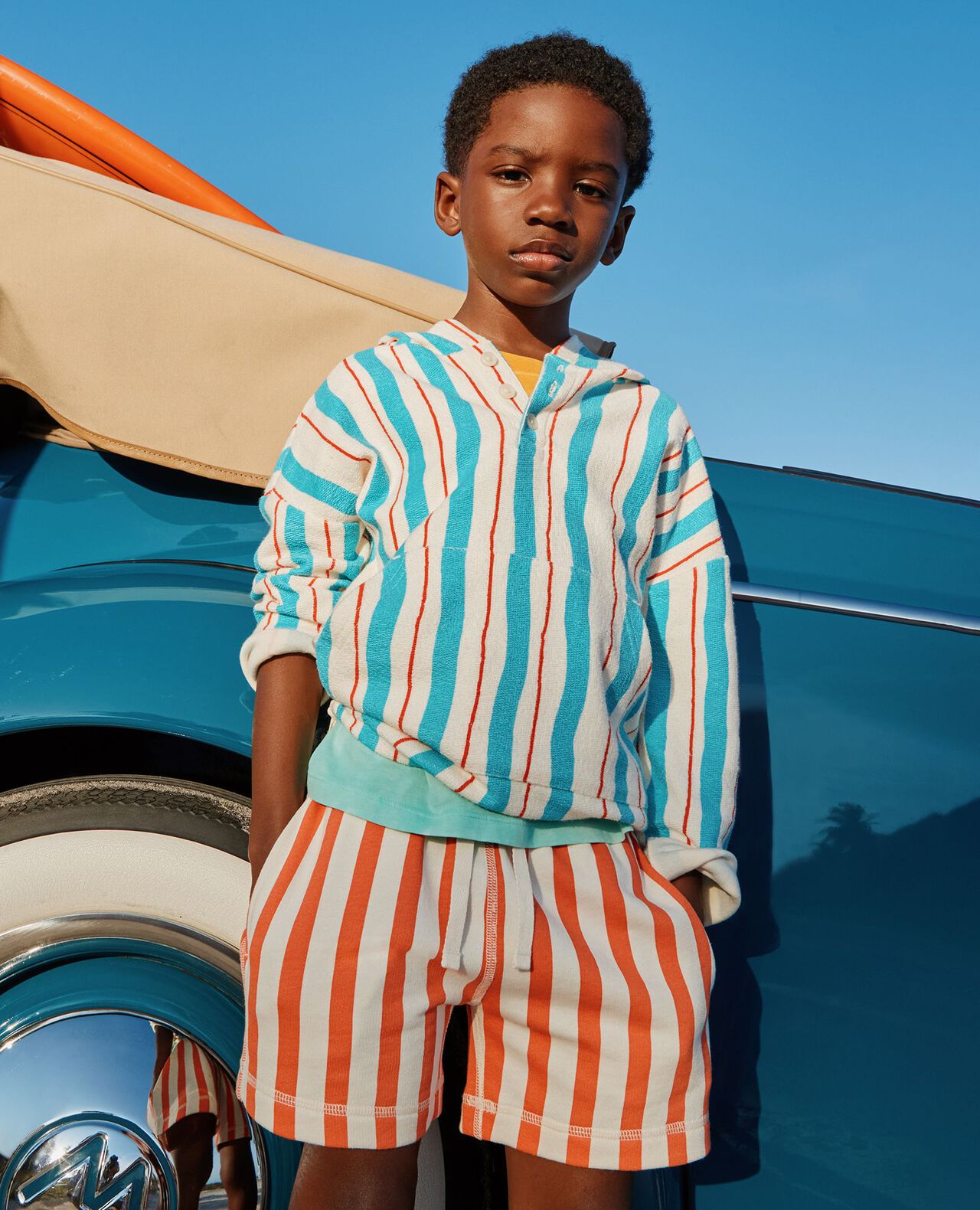 French Terry Striped Midi Shorts - Image 2