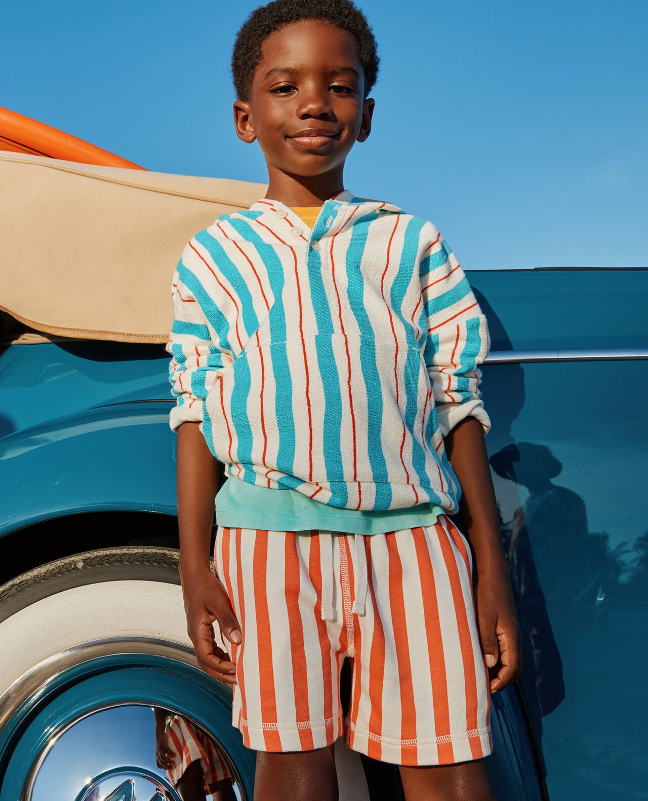 French Terry Striped Midi Shorts - Image 3